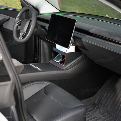 Model Y Juniper/ 3 Highland/ Y L Under-Screen Storage Organizer with Center Console Wireless Charging Pad Liner
