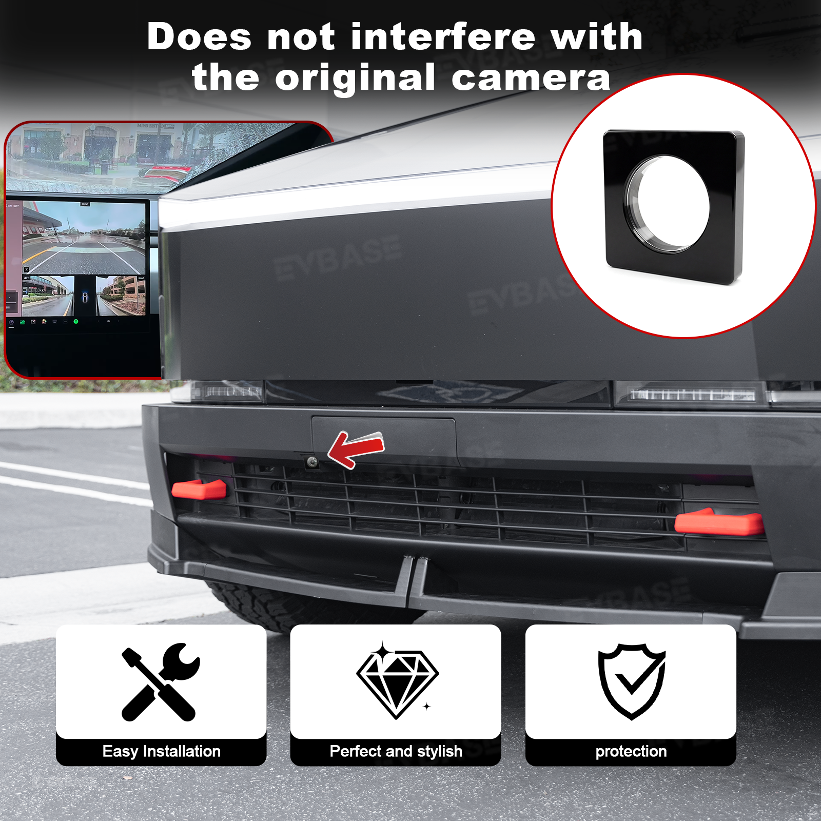 Cybertruck Front & Rear Camera Lens Cover Superhydrophobic Protective Guard Clear View Protection