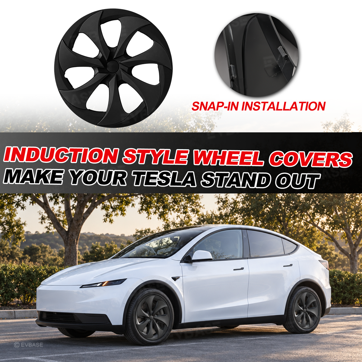 Model Y Juniper Standard 18inch Wheel Covers Turbine Blade Style Hubcaps 4PCS