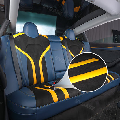 Model 3 Y Seat Covers All-Inclusive Seat Protector Full Set Black & Blue & Yellow for Tesla