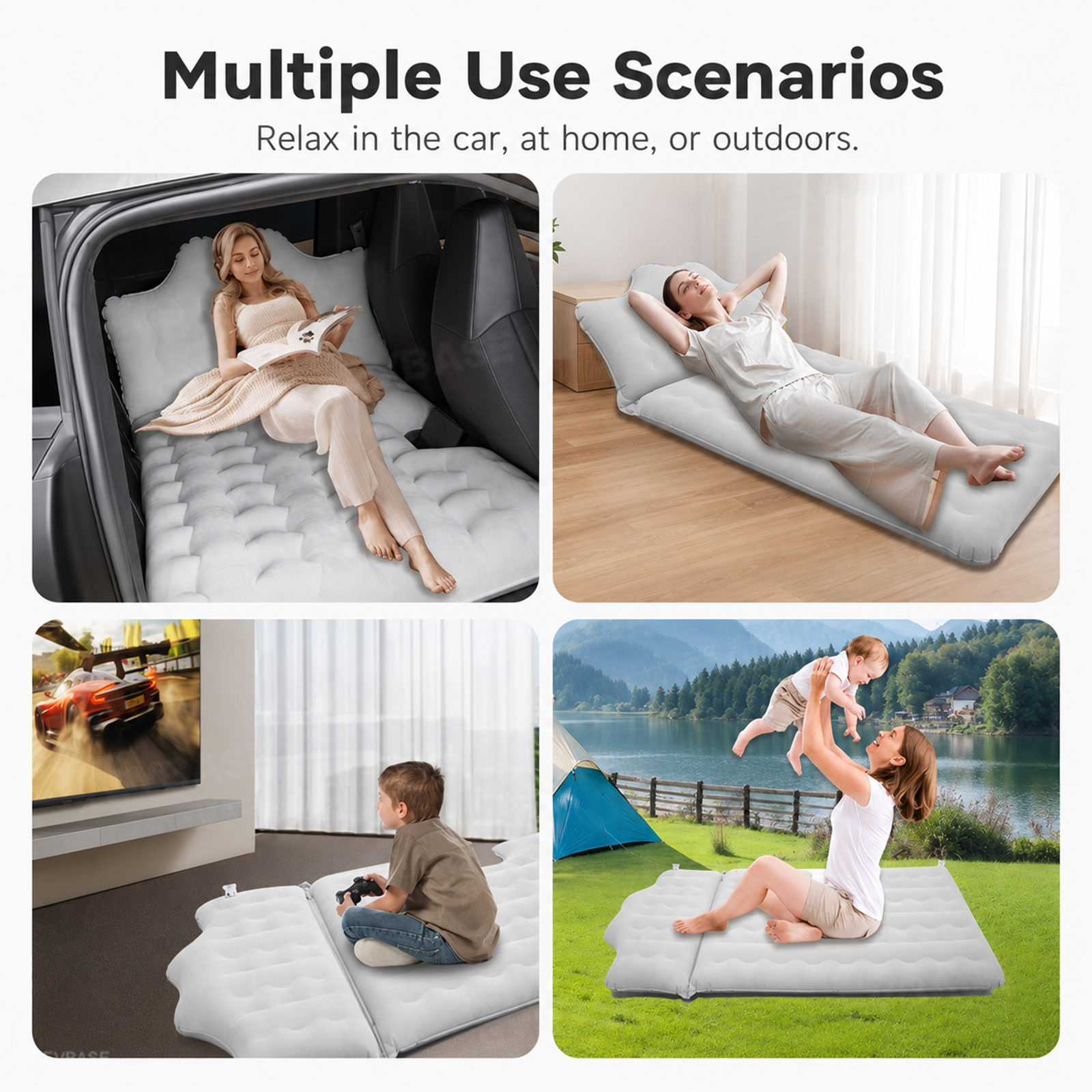 Cybertruck Back Seat Air Mattress Inflatable Rear Seat Camping Bed with Air Pump