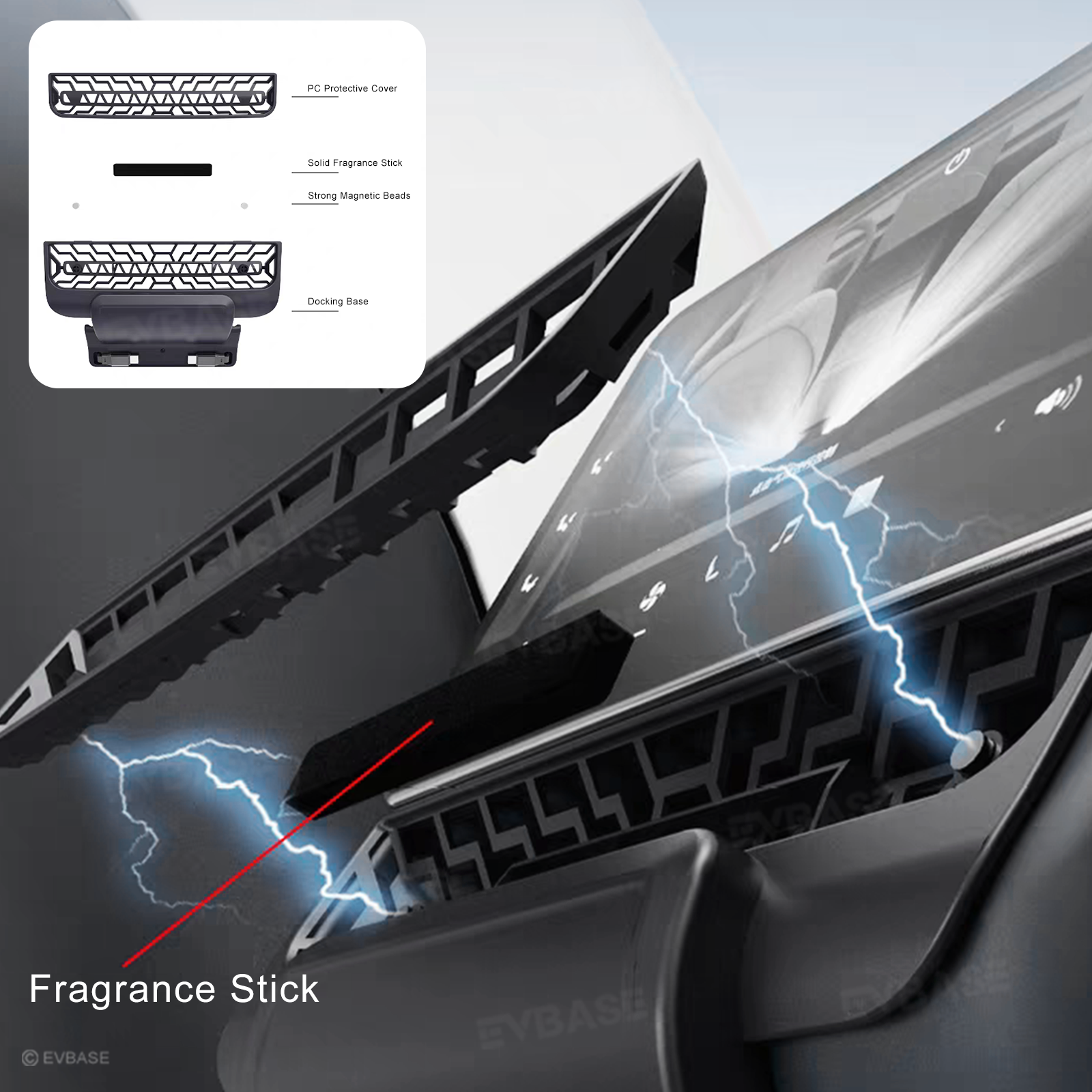 Model Y Juniper/ 3 Highland Rear Vent Expansion Dock 2.0 with Retractable Fast Charging Cables & Aromatherapy &  Air Vent Cover for Tesla