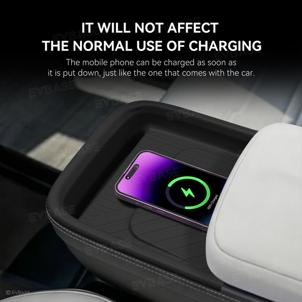 Center Console Wireless Charging Pad Liner for Rivian R2 Silicone Non-Slip Waterproof Protective Mat Phone Charging Area Liner