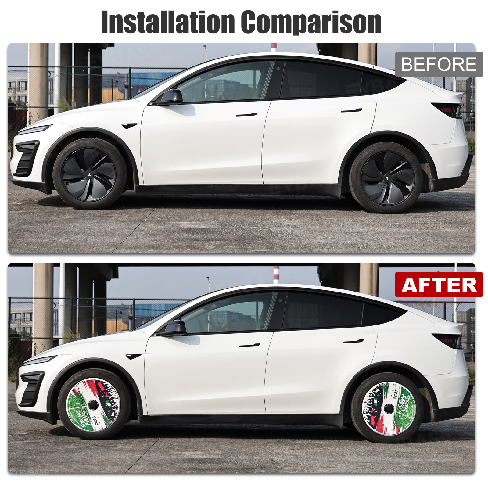 Model Y Juniper Aero Wheel Covers International Soccer Style Hubcaps for Tesla 18/19/20/21 Inch Wheels
