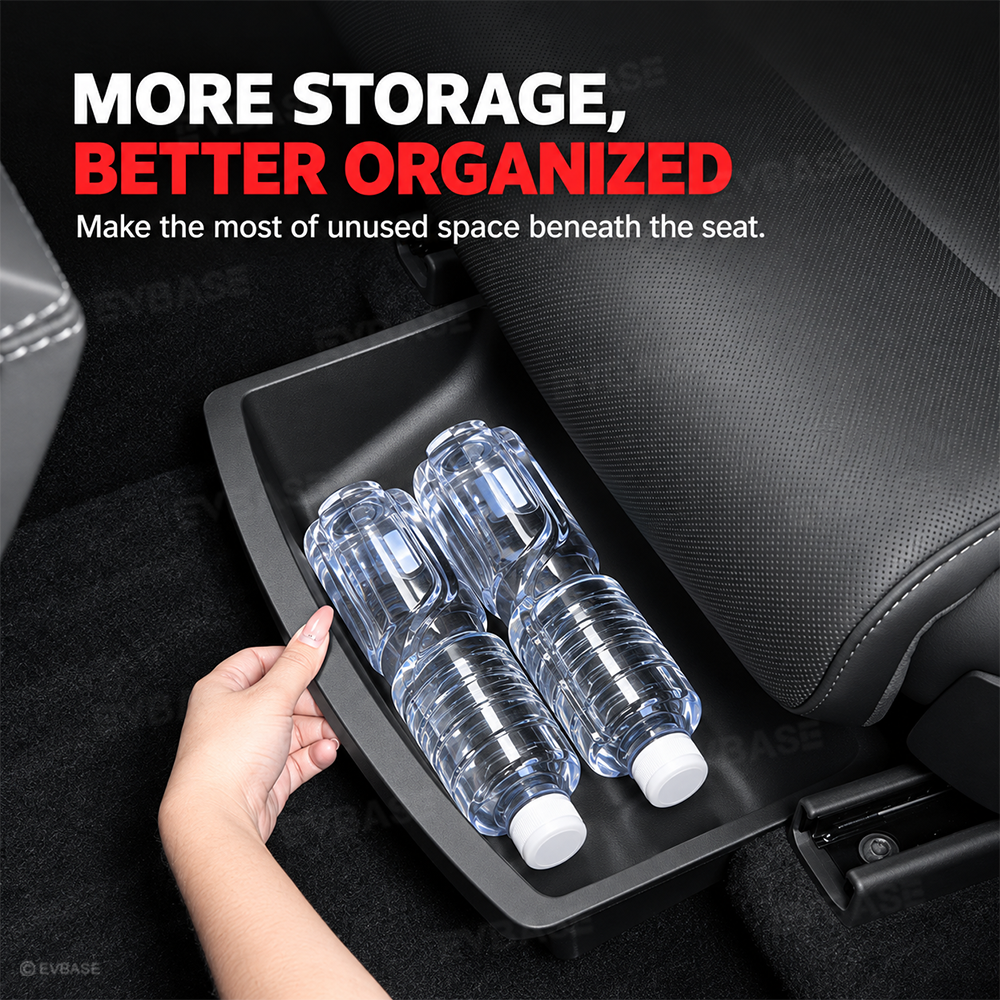 Model Y L Under Front Seat Storage Box Interior Organizer Tray Rear Backseat Trash Can