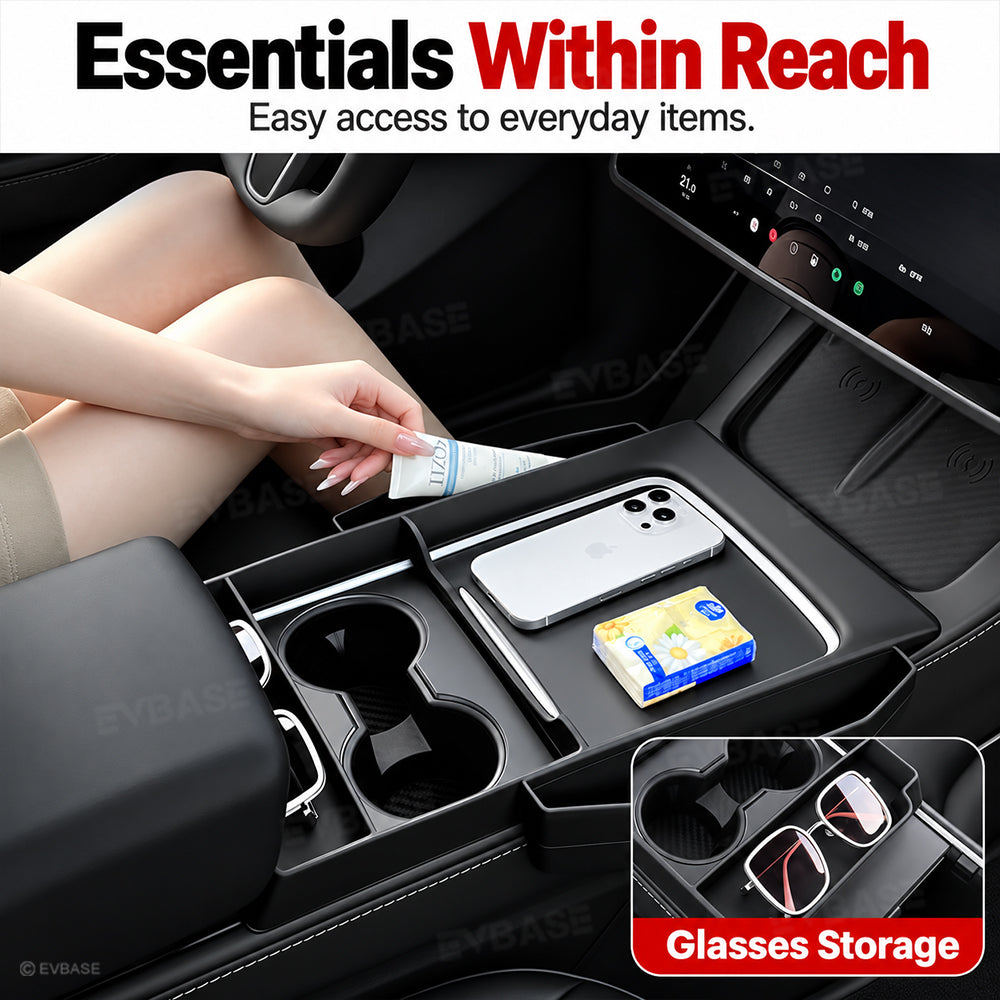 Model Y/ 3 Center Console Upper Organizer Silicone Storage Tray with Side Pockets