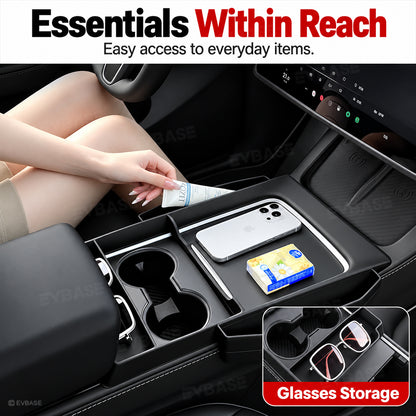 Model Y/ 3 Center Console Upper Organizer Silicone Storage Tray with Side Pockets