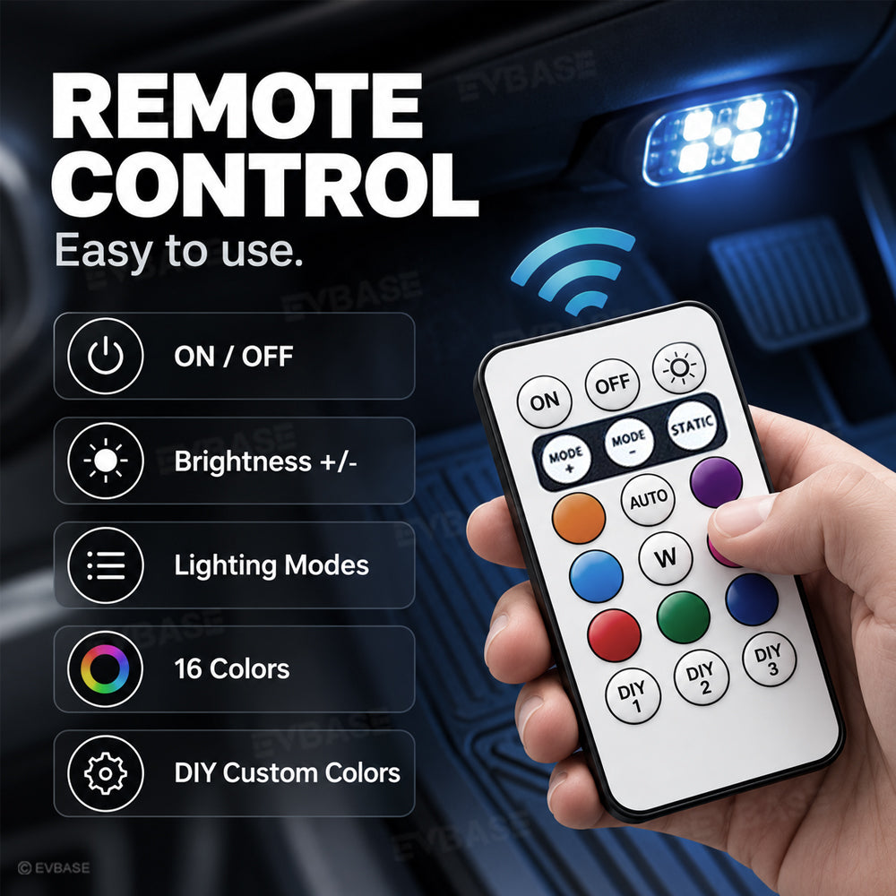 Wireless LED Flashing Lights Multi-Mode RGB Ambient Lighting with Remote Control for Rivian R1S /R1T /R2