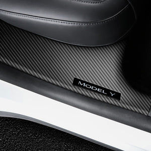 EVBASE Tesla Door Sill Protector Model 3 Y Carbon Fiber Door Sill Scuff Plate Front Rear Guard (Set of 4)