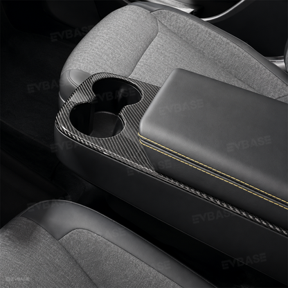 Model Y Juniper Standard Real Carbon Fiber Center Console Cup Holder Trim Cover Interior Protection Trim Panel