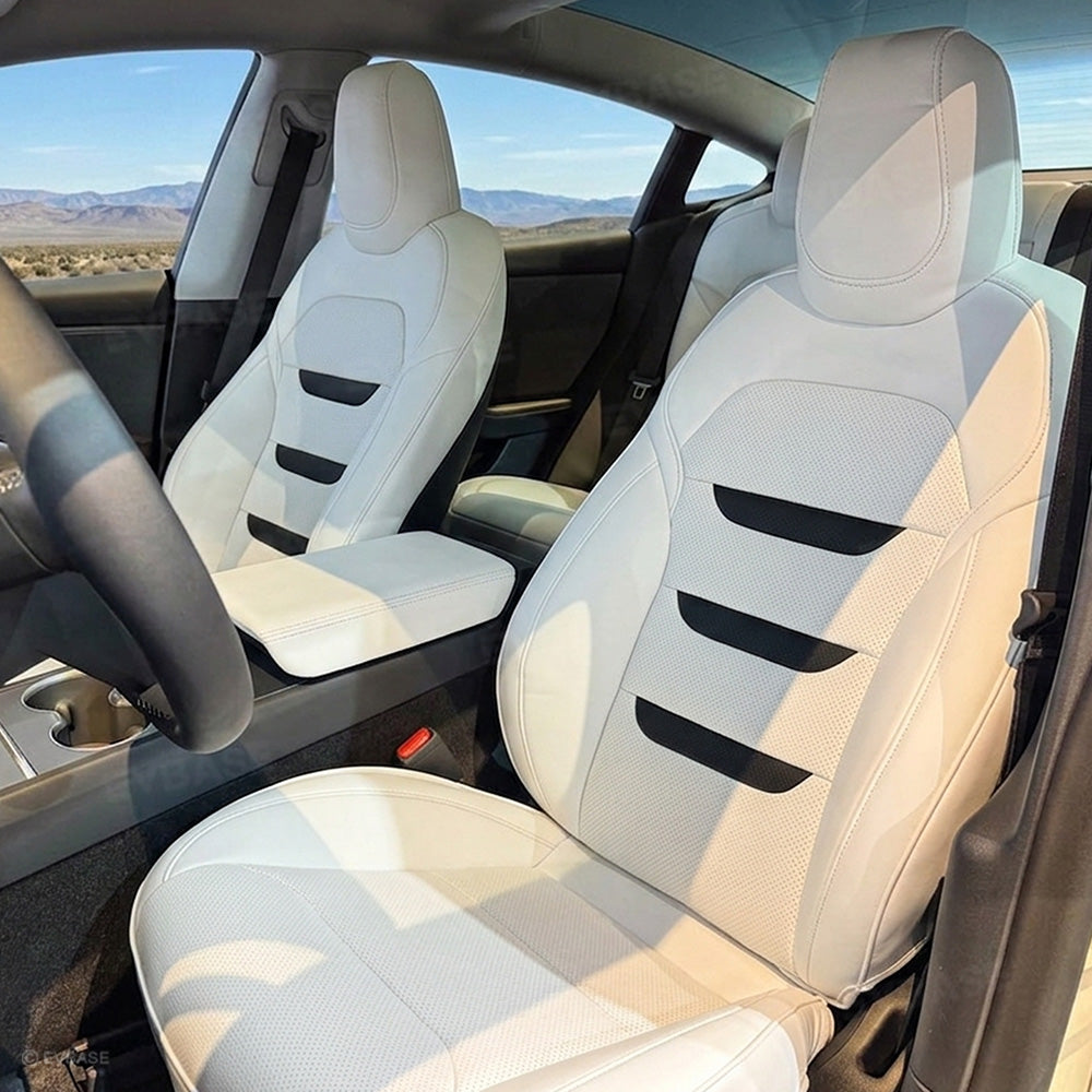 Model 3 Standard Seat Covers Waterproof Nappa Leather Seat Protector 3-lined Insignia Design