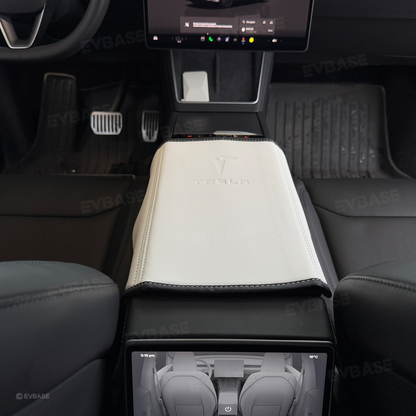 Model Y Juniper/ 3 Highland Armrest Cover PU Leather Center Console Armrest Box Cover with OEM-Style Embossed Logo for Tesla