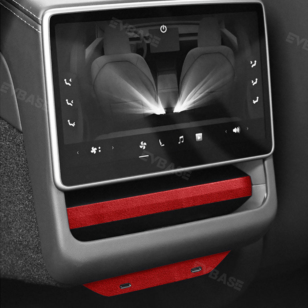 Model 3 Highland Real Alcantara Rear Screen Frame Cover Air Outlet Protector Rear Air Vent Covers Sticker for Tesla