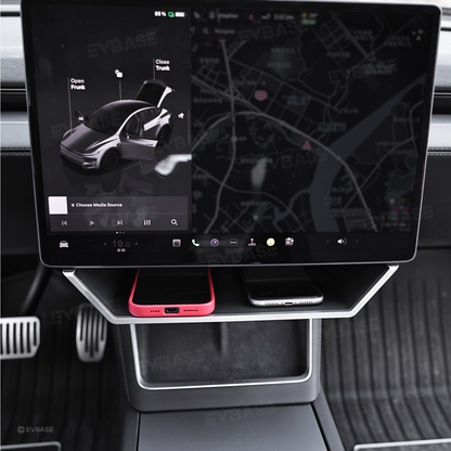 Model Y Juniper/ 3 Highland Under Screen Storage Organizer Cyberpunk Style Center Console Organizer Tray with Anti-Slip Silicone Pad