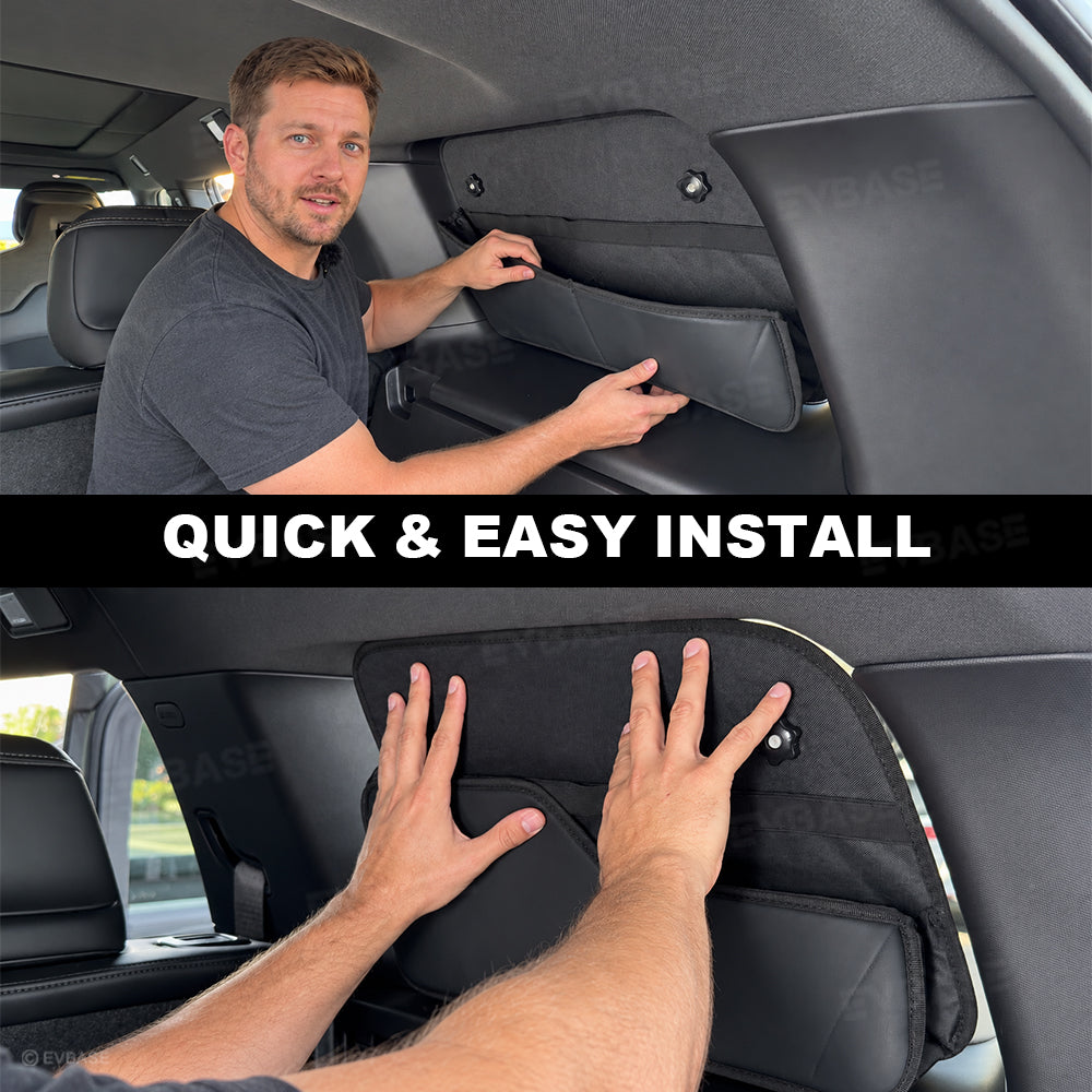 Rear Quarter Window Sunshade for Rivian R2 2-in-1 Privacy Cover with Storage Organizer Pocket