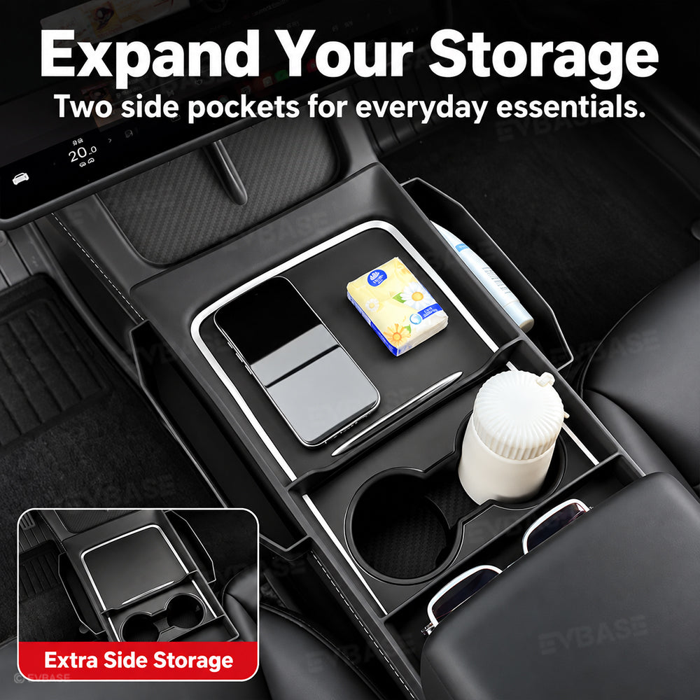 Model Y/ 3 Center Console Upper Organizer Silicone Storage Tray with Side Pockets