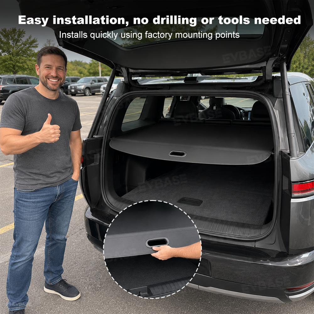 Cargo Cover for Rivian R2 Retractable Rear Trunk Cargo Shield Privacy Cover Security Shade