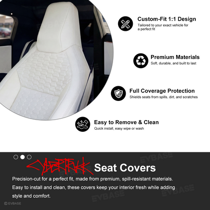 Cybertruck Seat Covers NAPPA Leather Seat Protector with Cyber Quilt Interior Design