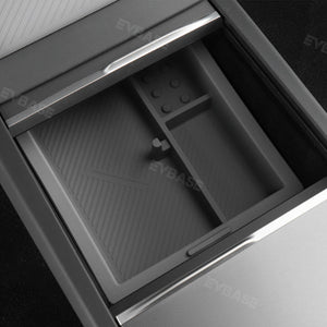 EVBASE Tesla Model 3 Highland Storage Box Double Layer Center Console Armrest Box Organizer Tray Silicone Liner