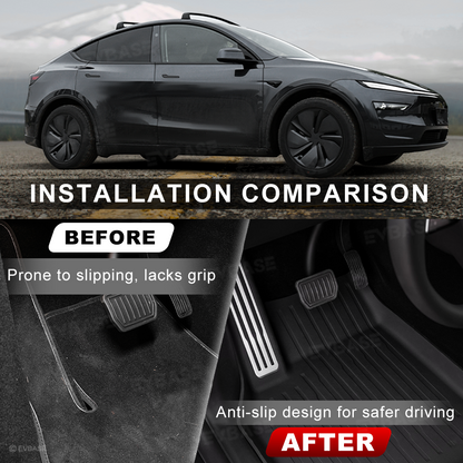 Model Y Juniper Floor Mats All Weather Waterproof Non-Slip TPU Floor Liners with Silver Pedal Accent