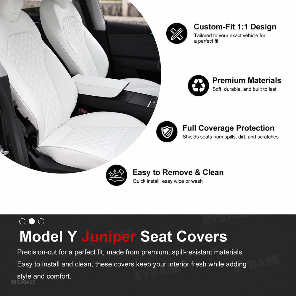 Model Y Juniper Seat Covers Waterproof Breathable NAPPA Leather Seat Protector with Diamond Quilted Design