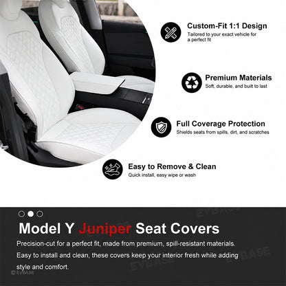 Model Y Juniper Seat Covers Waterproof Breathable NAPPA Leather Seat Protector with Diamond Quilted Design