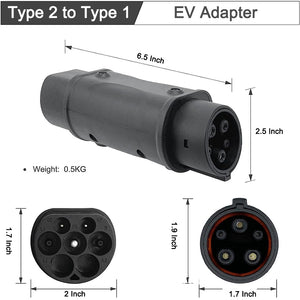 Type 2 To Type 1 EV Charger Adapter ICE 62196 Plug to J1772 Charging Adapter