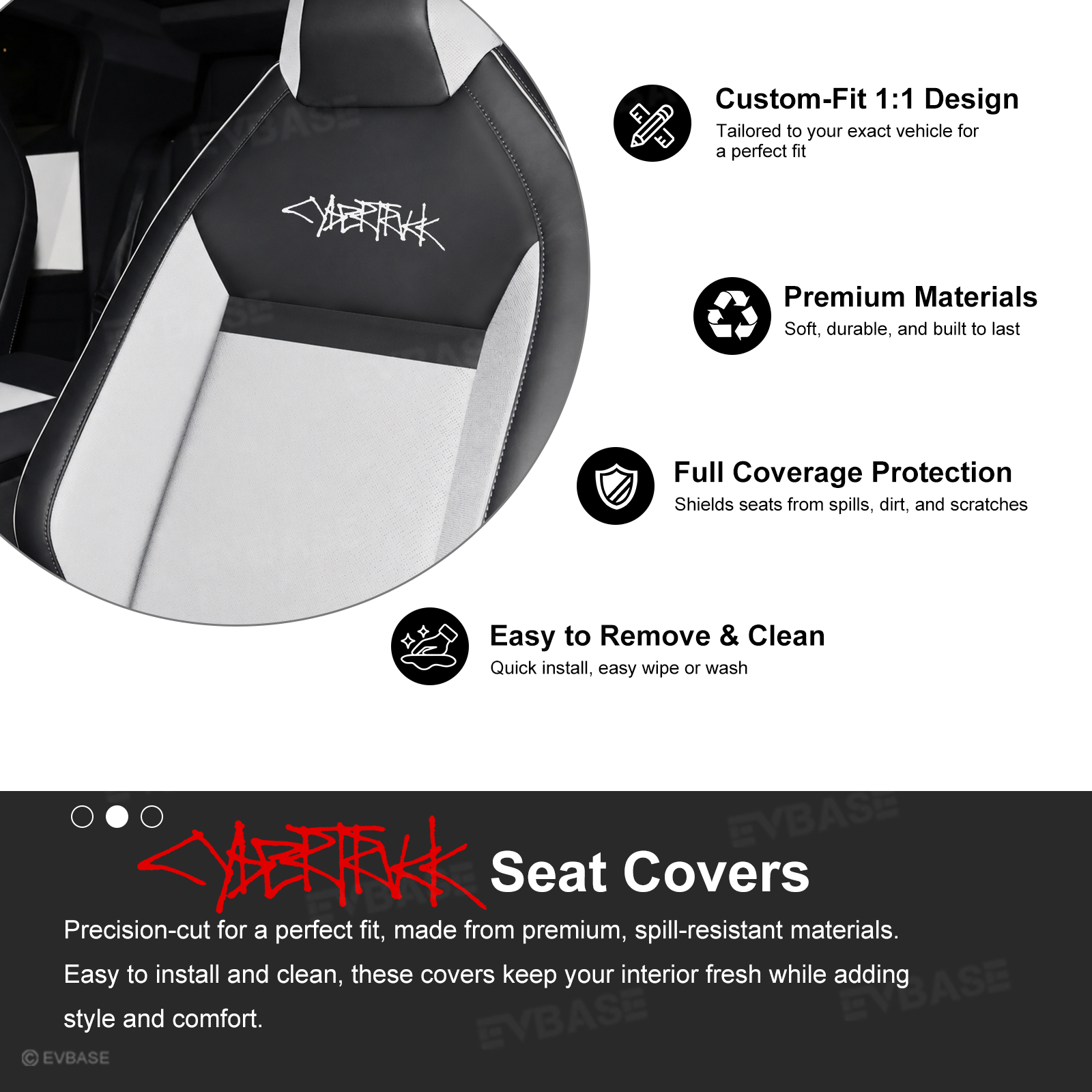 Cybertruck Seat Covers Waterproof Nappa Leather Cyberpunk-Inspired Style Seat Protector