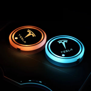 Tesla Cup Holder Lights Mats for Model 3 Y LED 7 Colors Luminous Cup Mats