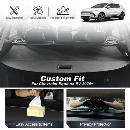 Retractable Cargo Cover for Chevrolet Equinox EV Rear Trunk Security Privacy Shade Leather Cargo Organizer