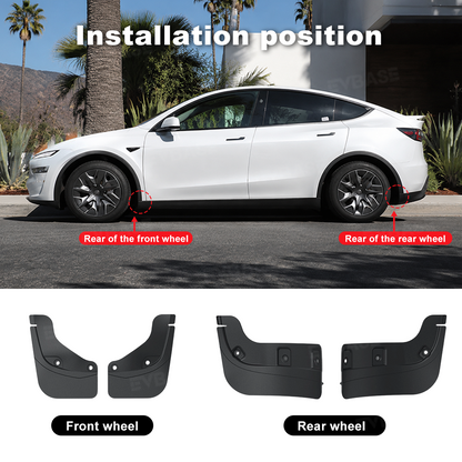 Model Y L Mud Flaps Front & Rear No-Drilling Splash Guards All-Weather Protection