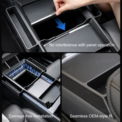 Model Y Juniper/Model Y L/ 3 Highland Center Console Tray 2.0 Silicone Organizer with Side Pockets