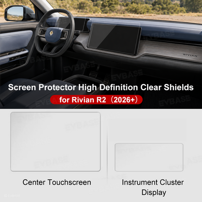 Screen Protector for Rivian R2 Center Touchscreen & Instrument Cluster HD Clear Tempered Glass Screen Protector Set