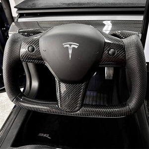 Tesla Model 3 Y Yoke Steering Wheel Tesla Carbon Fiber Steering Wheel Black Perforated Leather