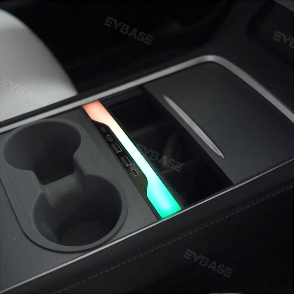 Tesla RGB USB Hub Adapter With Ambient Light Model Y Juniper Center Console Multiport Hub Adapter