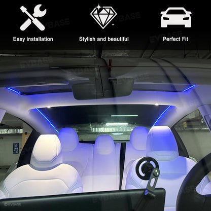Model Y Juniper/ 3 Highland Roof Ambient Lighting 2.0 Sunroof Streamer Lights with Factory Screen Control