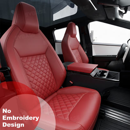 Cybertruck Seat Covers NAPPA Leather Custom Full Coverage Seat Protector Airbag Compatible with Diamond Quilted Design