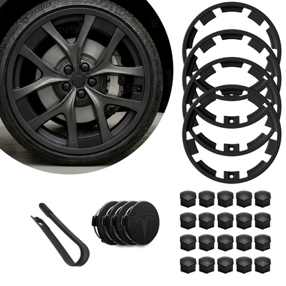 Model Y Juniper Performance Wheel Rim Protector & Wheel Center Caps Kit & Lug Nut Covers for Tesla 21" Arachnid 2.0 Wheels