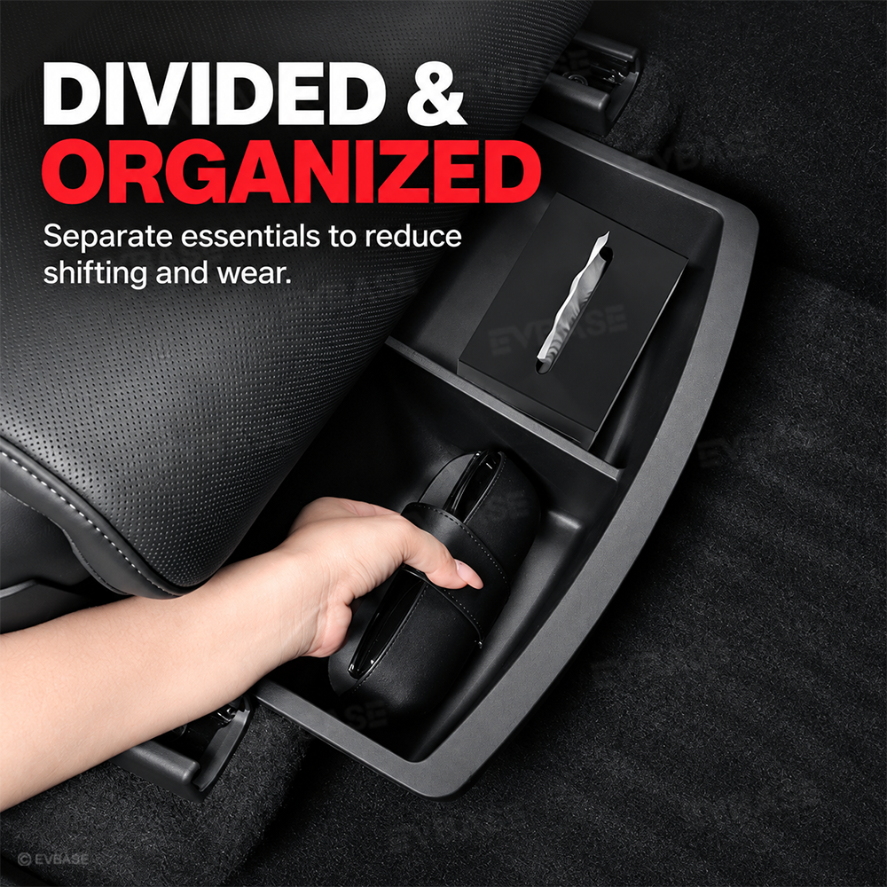 Model Y L Under Front Seat Storage Box Interior Organizer Tray Rear Backseat Trash Can