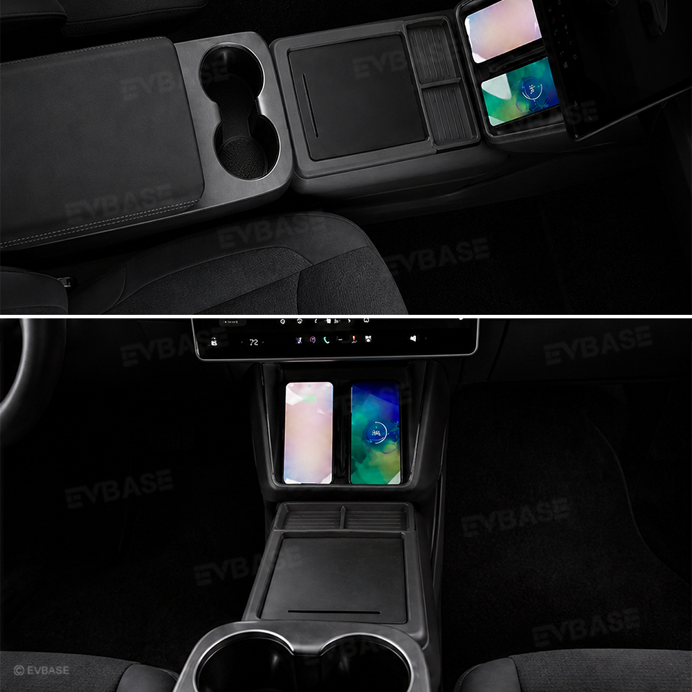Model Y Juniper Standard Center Console Organizer Under Console Storage Box with Hidden Lower Storage Compartment