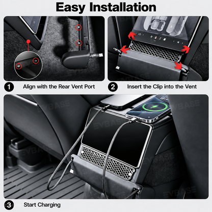 Model Y L Rear Air Vent Expansion Dock with Retractable Charging Cables & Aromatherapy & Air Vent Cover