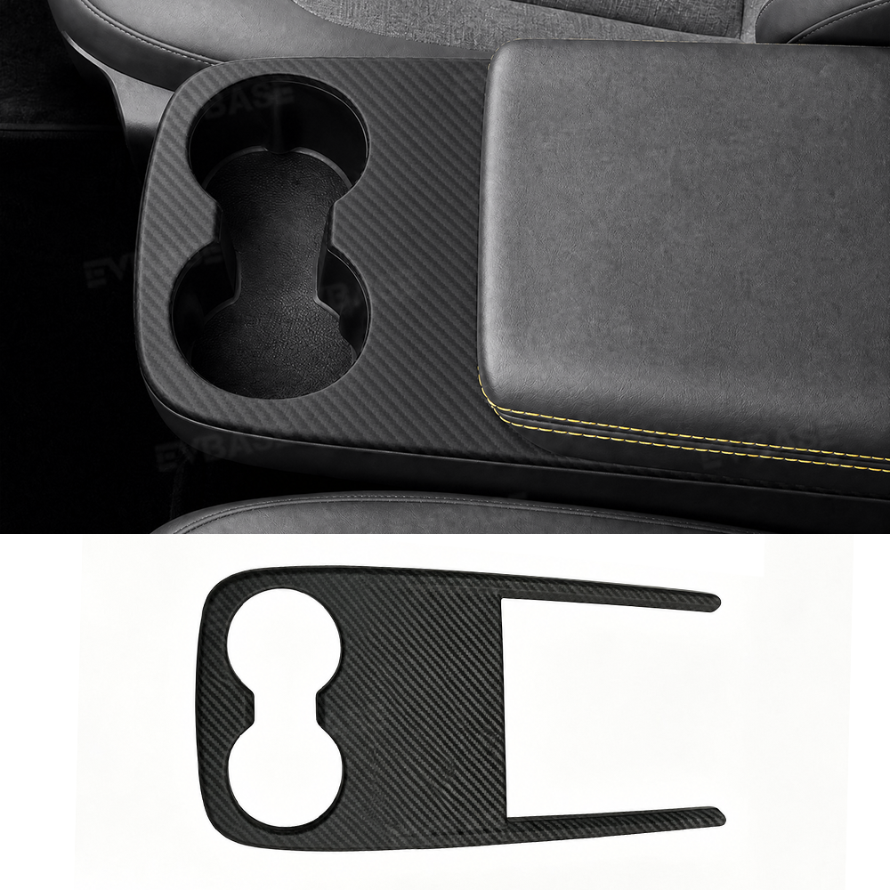 Model Y Juniper Standard Real Carbon Fiber Center Console Cup Holder Trim Cover Interior Protection Trim Panel