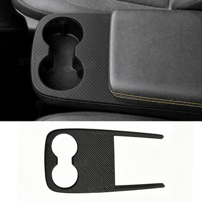 Model Y Juniper Standard Real Carbon Fiber Center Console Cup Holder Trim Cover Interior Protection Trim Panel
