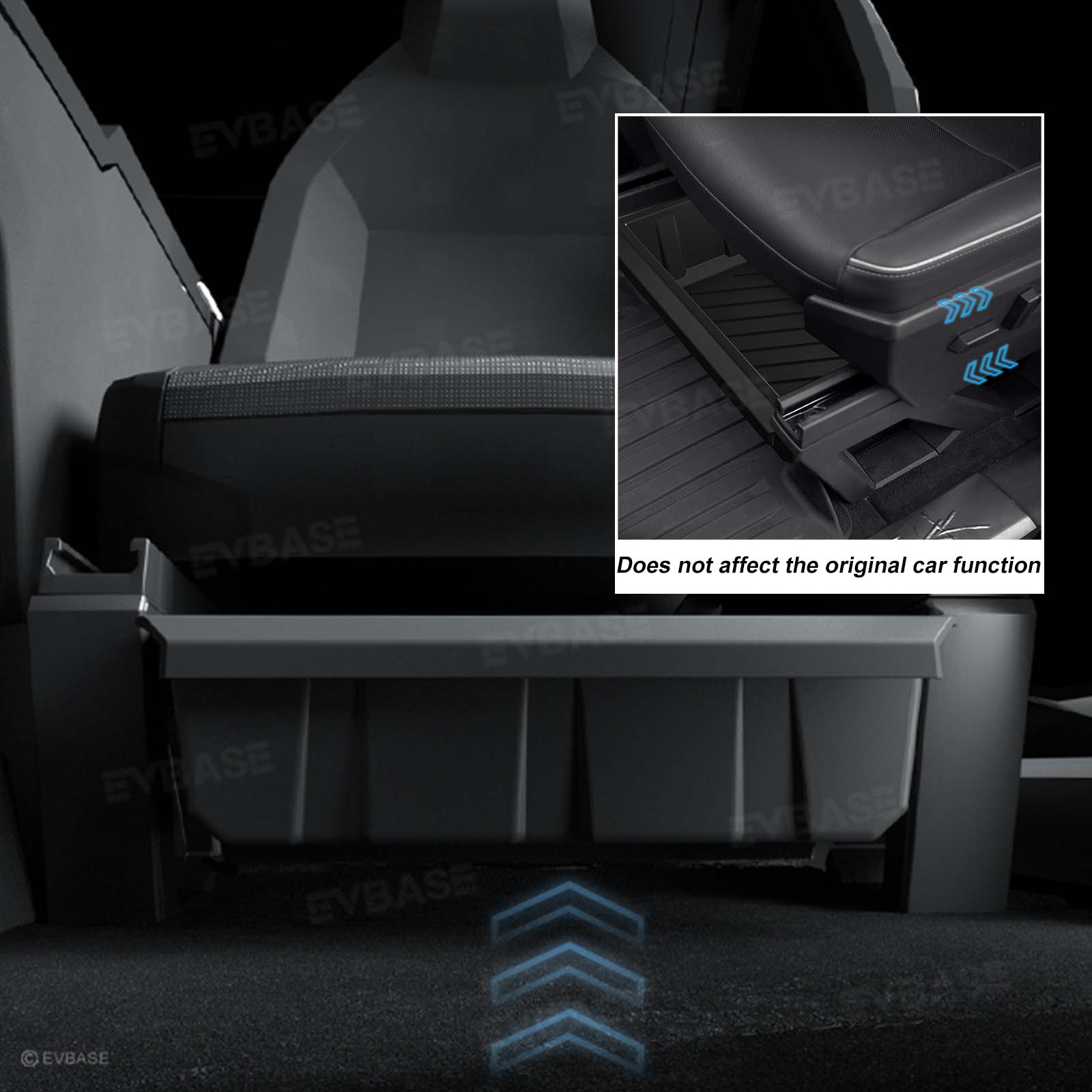 Cybertruck Front Under Seat Storage Box Hidden Non-Slip Organizer Tray