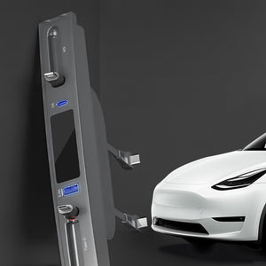 Tesla Model 3 Y Center Console USB C Multiport HUB Adapter With Retractable Data Cable|EVBASE