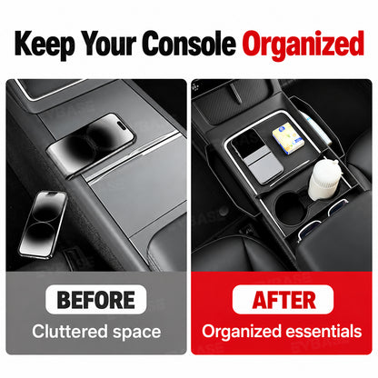 Model Y/ 3 Center Console Upper Organizer Silicone Storage Tray with Side Pockets