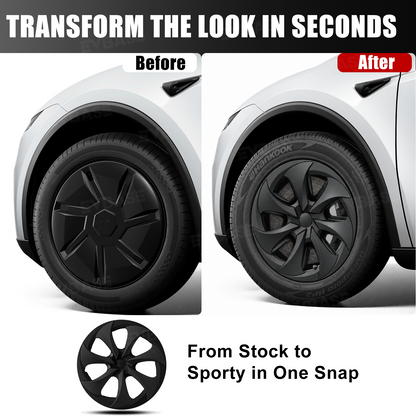 Model Y Juniper Standard 18inch Wheel Covers Turbine Blade Style Hubcaps 4PCS