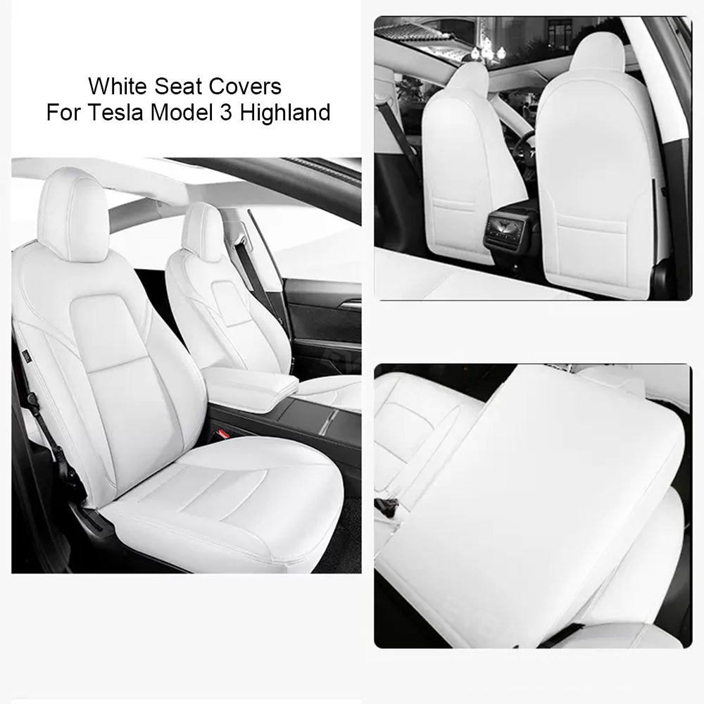 Model Y 3 Custom Seat Covers Cushion Breathable NAPPA Litchi Vegan Leather For Tesla