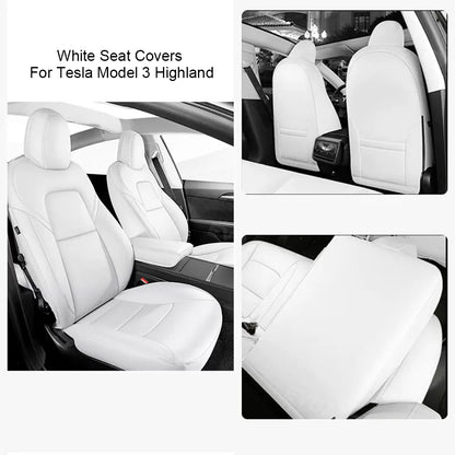 Model Y 3 Custom Seat Covers Cushion Breathable NAPPA Litchi Vegan Leather For Tesla