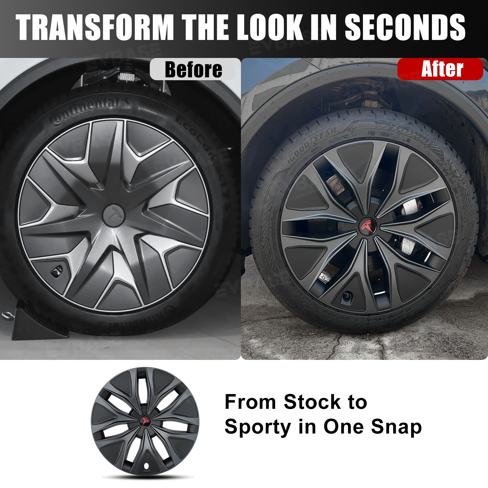 Model Y L Wheel Covers 19" Mecha Wheels Hubcaps Inspired By Model Y Performance